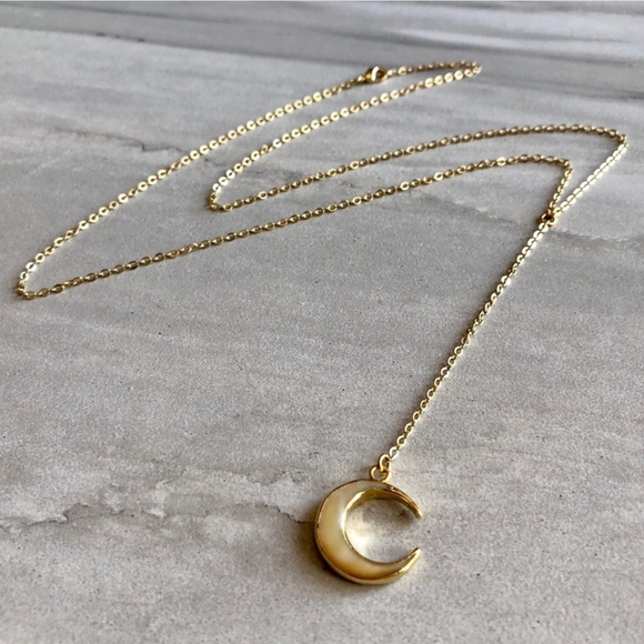 💋 2 for $20/ 14k Gold Crescent Moon Boho Lariat Necklace - Picture 2 of 10